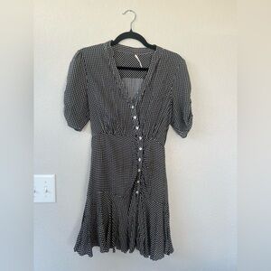 Free People Black and White Button-Down Midi Dress